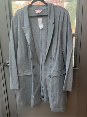 Penningtons Gray Double-Breasted Knit Blazer